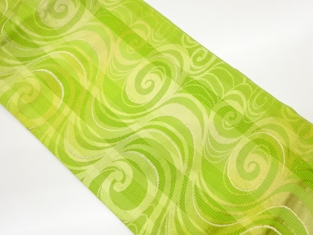 流水に縞・格子模様名古屋帯